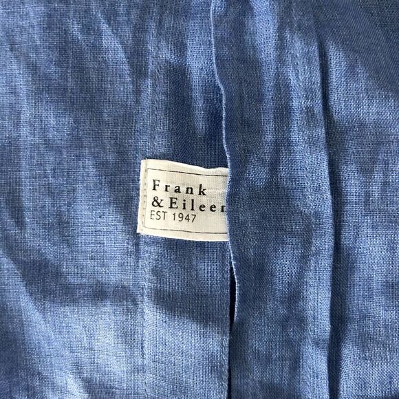 Frank & Eileen Eileen Relaxed Button-Up Italian Classic Linen Shirt Blue Size L - Picture 5 of 6
